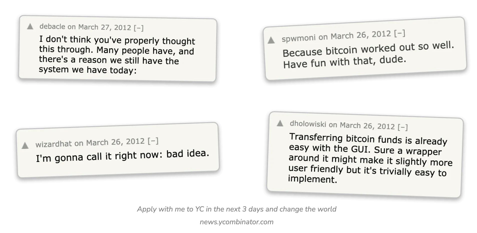 Hacker News comments on Coinbase’s 2012 cofounder post